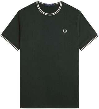 Fred Perry T-shirt Korte Mouw Twin Tipped T-Shirt Night Green Snow White - Foto 2