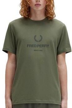 Fred Perry Grafisch T-shirt voor mannen Green Heren