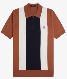 Fred Perry T-shirt VERTICAL STRIPE ZIP NECK SH