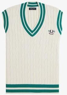 Fred Perry Gebreide Tennis Tank Pullunder met V-hals White Heren - Foto 5