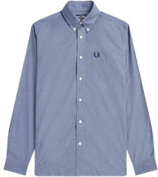 Fred Perry Overhemd Lange Mouw Camicia Blu