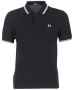 Fred Perry Slim Fit Twin Tipped Polo in Navy Snow White Mar Grass Blue Heren - Thumbnail 3