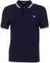 Fred Perry Polo manica corta con collo clico e polsini bordati a contrasto e logo ricamato sul petto uomo Fredperry M3600 Navy Bianco Blauw Heren - Thumbnail 3
