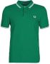 Fred Perry Heren M3600 Twin Tipped Donkergroene of Hemelsblauwe Polo Green Heren - Thumbnail 3