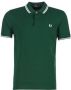 Fred Perry Heren M3600 Twin Tipped Donkergroene of Hemelsblauwe Polo Green Heren - Thumbnail 3