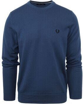 Fred Perry Sweater Trui Wol Mix Logo Blauw