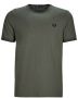 FRED PERRY Heren Polo's & T-shirts Twin Tipped T-shirt Olijf - Thumbnail 3