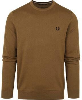 Fred Perry Sweater Trui Wol Mix Logo Bruin