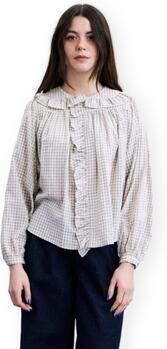 FRNCH geruite blouse met franjes crème - Foto 4