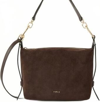 Furla suède schoudertas Tonie Mini donkerbruin - Foto 3