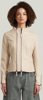 G-Star RAW Lynn Leather Biker Jack Beige Dames