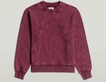 G-Star Raw Sweater D27173-D969 WASHED A LINE SCRIPT-H732 MAROON SMOKEY
