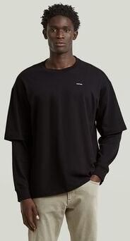 G-Star Raw T-shirt D28600-E385 DOUBLE SLEEVE LOOSE R T-6484 BLACK - Foto 8