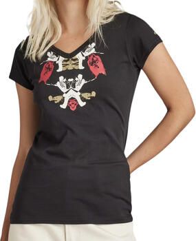 G-Star RAW Look Book Graphic Slim V-Hals Top Zwart Dames