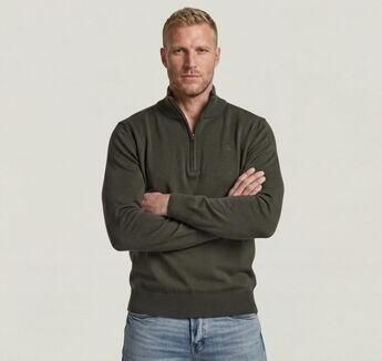 G-Star Raw Trui D30783-E813 CORE REFINED HALF ZIP-H020 BLACK OLIVE