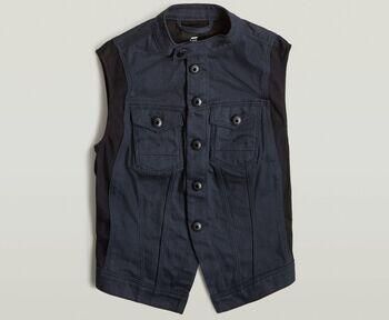 G-Star Raw Vest D27744 E120 PITCHED HEM SLIM VEST-001 RAW DENIM