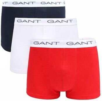 Gant Boxers Boxershorts Trunk 3-Pack Navy Wit Rood