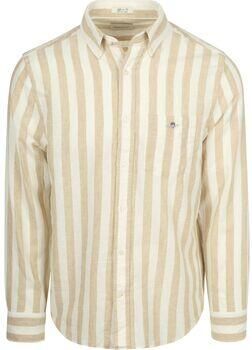 Gant Overhemd Lange Mouw Cotton Linen Overhemd Streep Beige