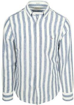 Gant Overhemd Lange Mouw Cotton Linen Overhemd Streep Blauw