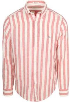 Gant Overhemd Lange Mouw Cotton Linen Overhemd Streep Roze