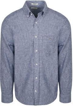 Gant Overhemd Lange Mouw Overhemd Cotton Linen Blauw