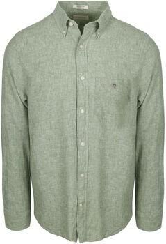 Gant Overhemd Lange Mouw Overhemd Cotton Linen Groen