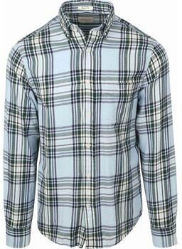 Gant Overhemd Lange Mouw Overhemd Flanel Ruit Blauw
