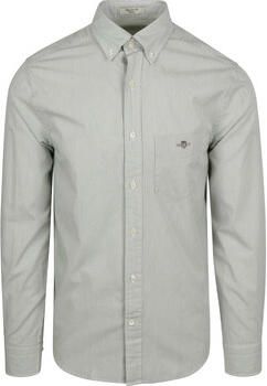 Gant Overhemd Lange Mouw Poplin Banker Overhemd Streep Groen