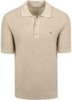 Gant Polo Shirt Korte Mouw Knitted Poloshirt Beige