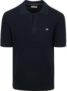 Gant Polo Shirt Korte Mouw Knitted Poloshirt Navy - Foto 3