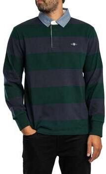 Gant Polo Shirt Lange Mouw Chambray gestreept zwaar katoenen poloshirt met lange mouwen