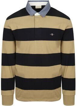 Gant Sweater Heavy Rugger Shield Longsleeve Polo Streep Navy Beige - Foto 4