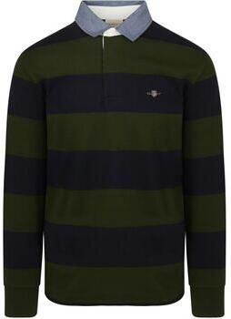 Gant Sweater Heavy Rugger Shield Longsleeve Polo Streep Navy Groen