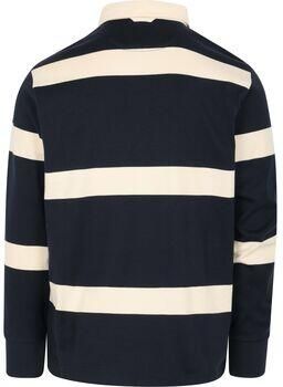 Gant Sweater Heavy Rugger Stripe Shield Polo Streep Navy Wit