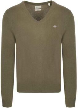 Gant Sweater Pullover V-Hals Woolblend Army Groen