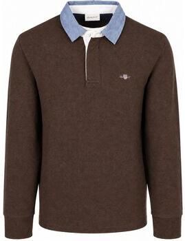 Gant Sweater Rugger Shield Chambray Polo Bruin