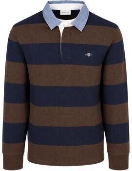 Gant Sweater Rugger Shield Chambray Polo Streep Navy Bruin
