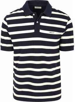 Gant T-shirt Poloshirt Stripe Navy Wit
