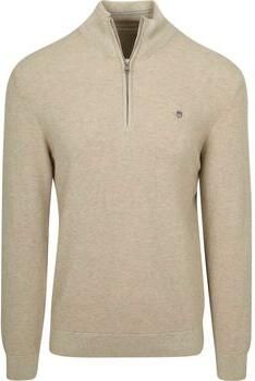 Gant Trui Half Zip Trui Micro Textured Beige