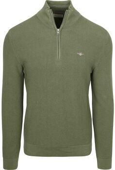 Gant Trui Half Zip Trui Micro Textured Groen