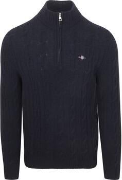 Gant Trui Halfzip Lamswol Trui Cable Navy