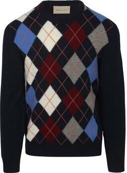 Gant Trui Pullover Wool Blend Argyle Navy