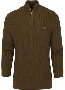 Gant Sweater Halfzip Wol Donkergroen