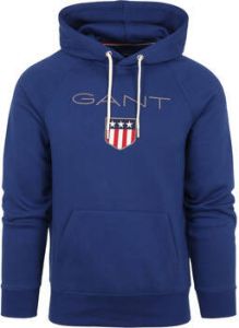 Gant Sweater Hoodie Shield Royal Blauw