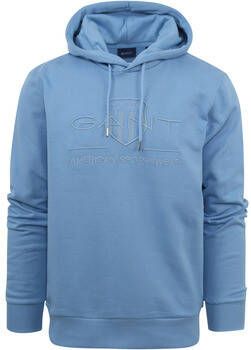 Gant Sweater Hoodie Tonal Shield Lichtblauw