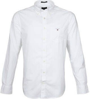 Gant Overhemd Lange Mouw Casual Overhemd Broadcloth Wit