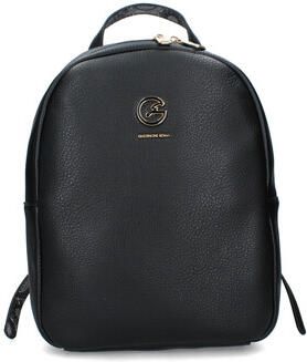Gattinoni Zwarte dames eco-leer rugzak met voorlogo Black Dames