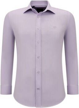 Gentile Bellini Overhemd Lange Mouw Getailleerde Effen Oxford Stretch