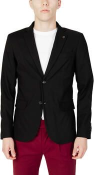 Gianni Lupo Zwarte Button-Up Blazer voor Mannen Black Heren