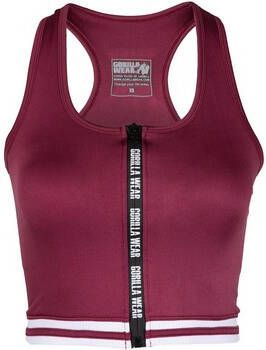 Gorilla Wear T-shirt Mesa Zip Front Crop Top Burgundy Red